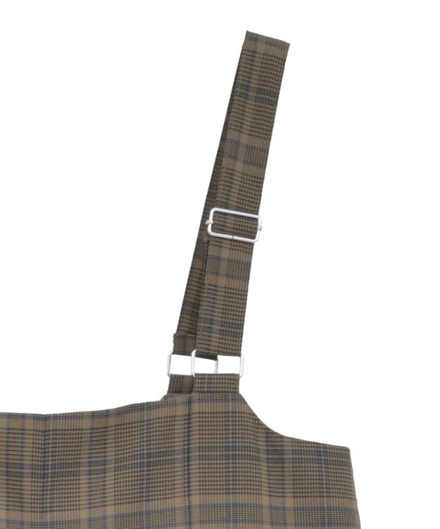 Green Parks ピンタックサロペット Check Brown