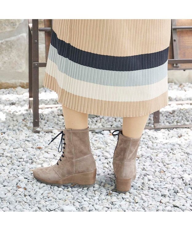 MODE ET JACOMO <D'ICI>ウェッジソールレースアップブーツ オークスエード