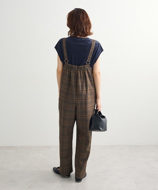 Green Parks ピンタックサロペット Check Brown