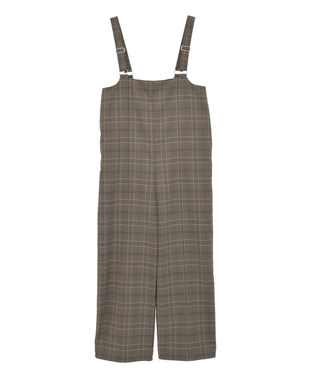 Green Parks ピンタックサロペット Check Brown