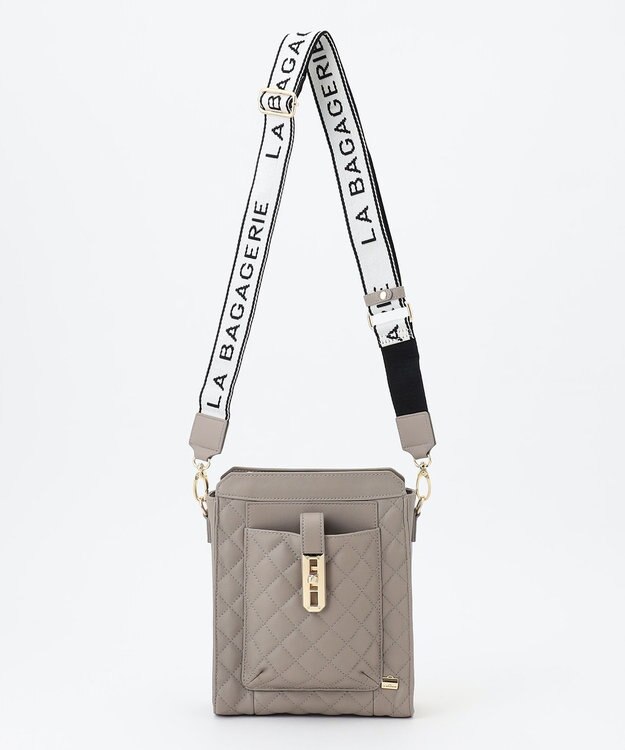 LA BAGAGERIE シープキルトWストラップスクエアショルダー グレージュ