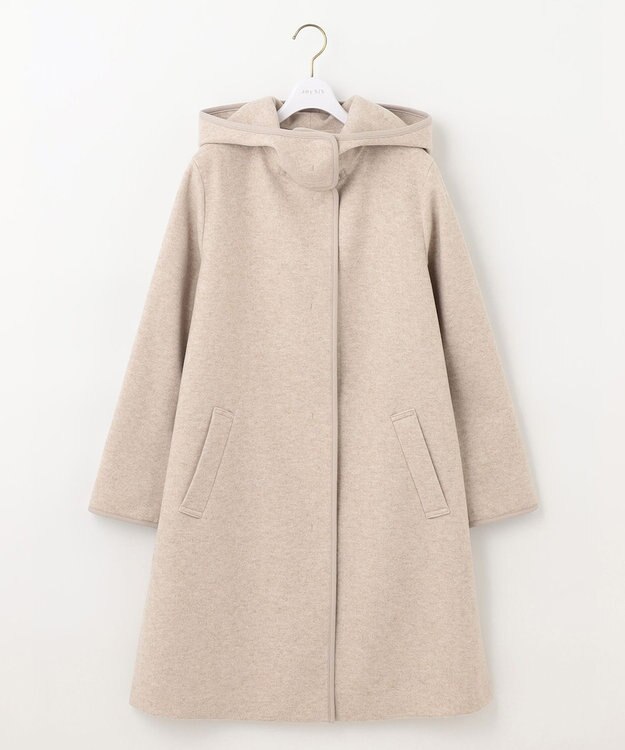 ANY SIS ウールライクミドルフーディ コート ベージュ