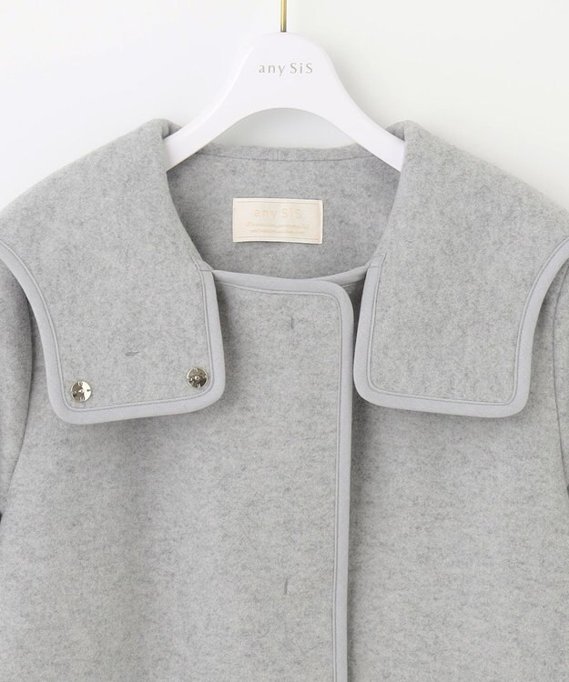 ANY SIS ウールライクミドルフーディ コート ライトトップグレー