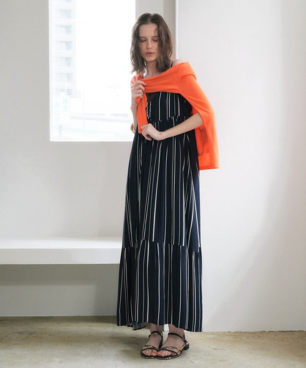 YECCA VECCA アートプリントキャミワンピース Stripe