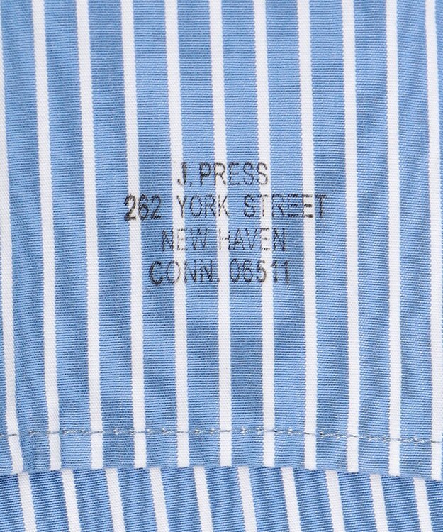 J.PRESS MEN パッチフラップ マルチストライプ バンドカラーシャツ サックスブルー系1