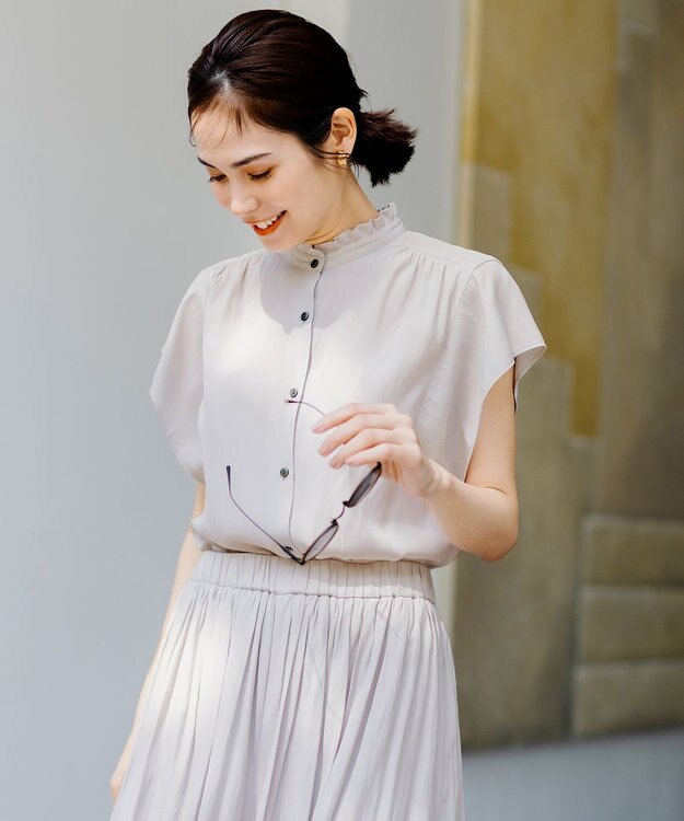 組曲 【大人気シリーズ】ギャザーライトデシン ブラウス ベージュ系