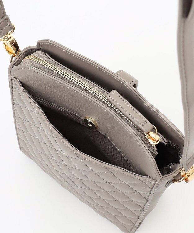 LA BAGAGERIE シープキルトWストラップスクエアショルダー グレージュ