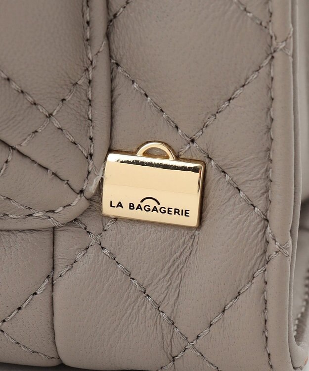 LA BAGAGERIE シープキルトWストラップスクエアショルダー グレージュ