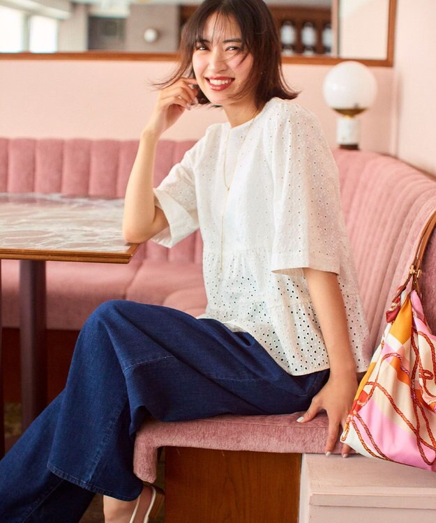 組曲 S エンブロイダリーレースフリル ブラウス アイボリー系