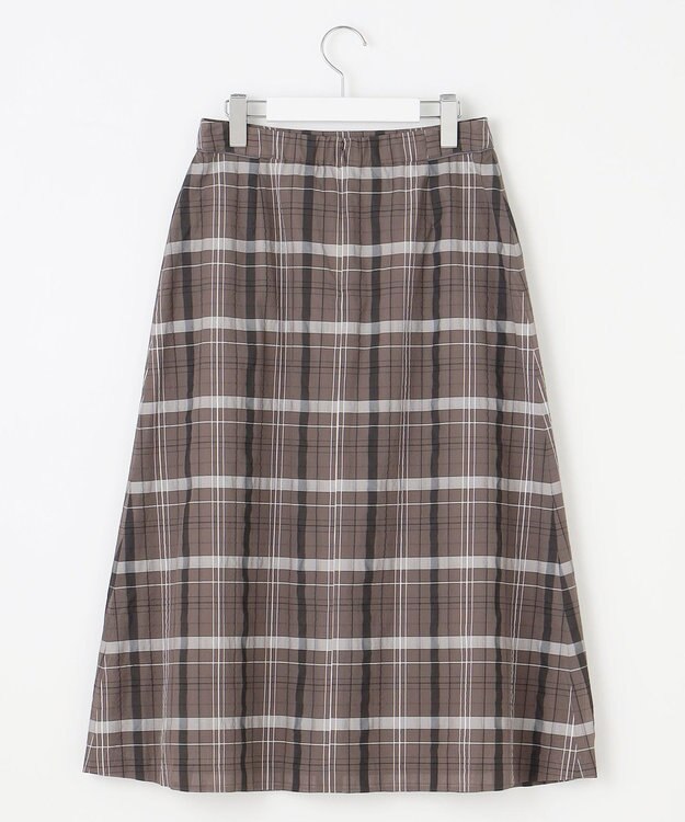J.PRESS LADIES L 【洗える】シアーチェック スカート ブラウン系
