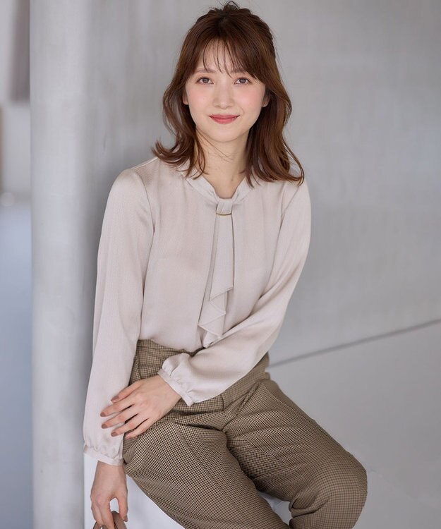 ANY SIS 【洗える】メタルパーツボウタイ ブラウス 長袖 アイボリー