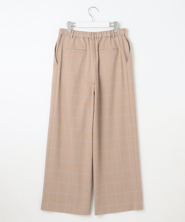 自由区 【洗える】ウィンドウペーンチェックワイド パンツ ベージュ系