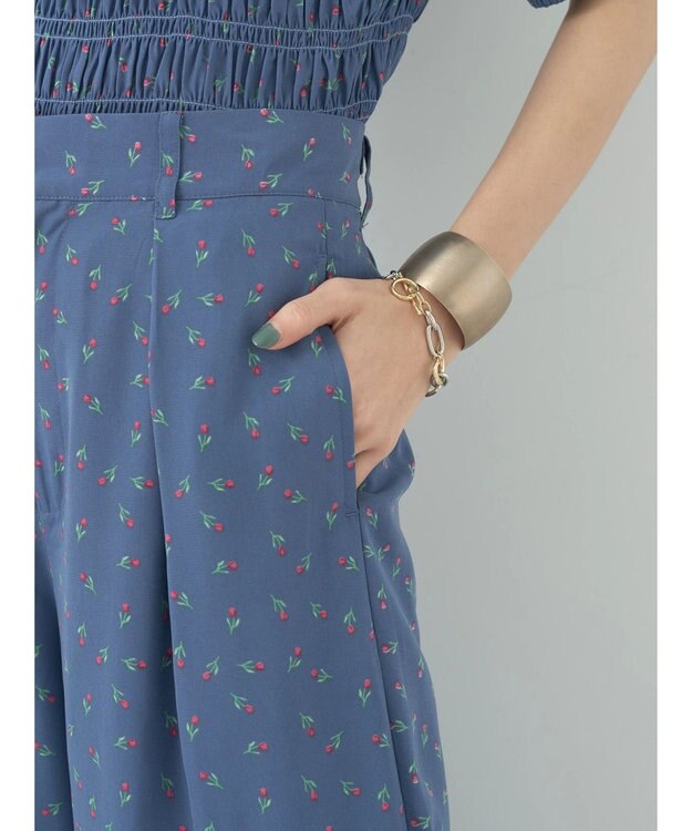 earth music&ecology 花柄ワイドパンツ Navy