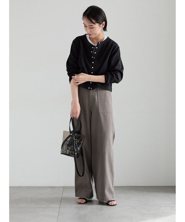 Te chichi カットソークルーネックカーディガン ブラック