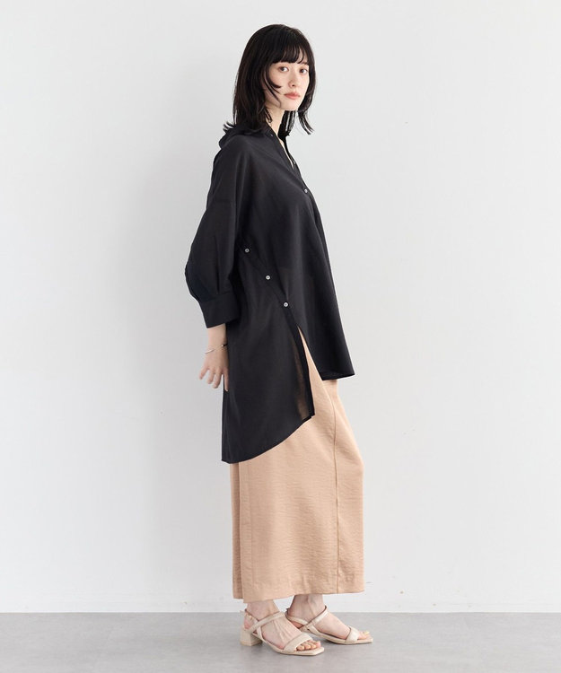 YECCA VECCA リブMIXシアーオーバーシャツ Black