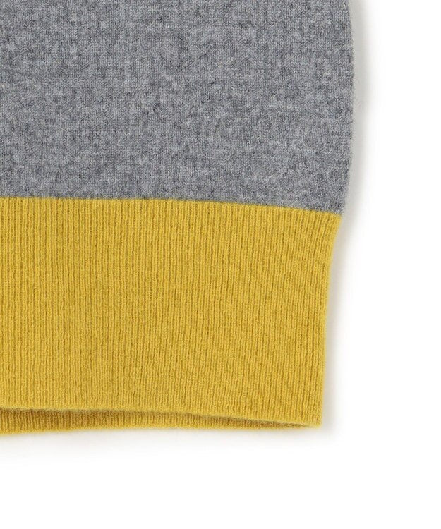 ICB L ピュアカシミヤ カーディガン ライム×ライトグレー系