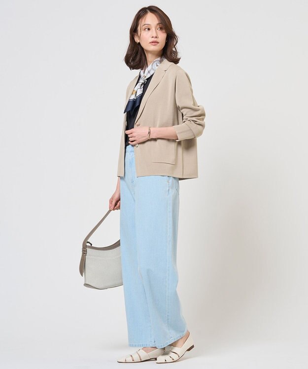 J.PRESS LADIES S Cotton Acetate ニット ジャケット ベージュ系