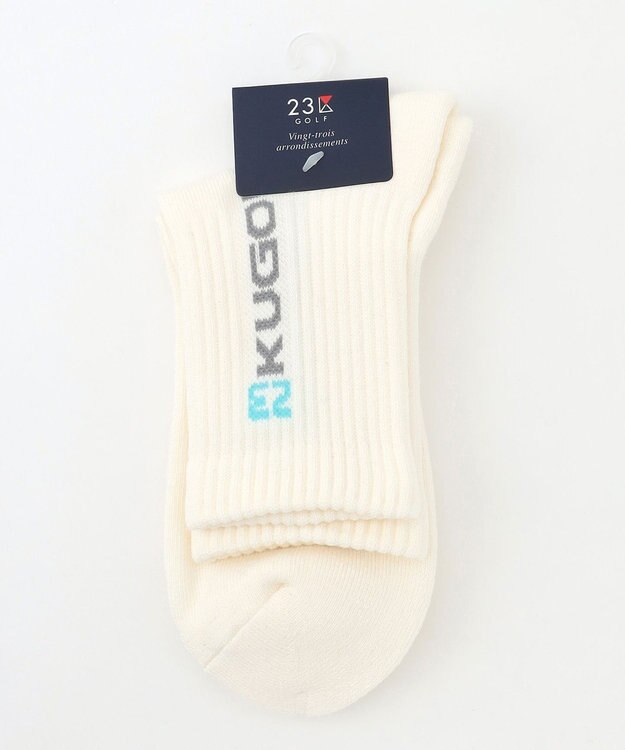 23区GOLF 【MEN】縦ロゴ 15センチ丈ソックス ホワイト系