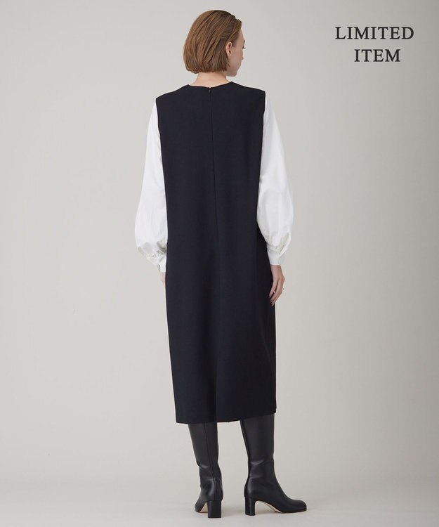 ICB L 【WEB限定・洗える】ストレッチポンチ ドッキングワンピース ブラック系