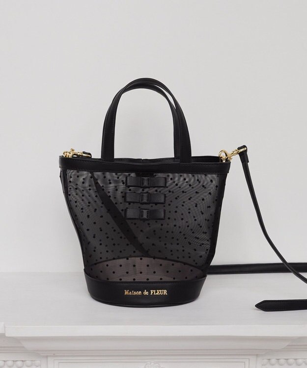 Maison de FLEUR メッシュチュールバッグ Black