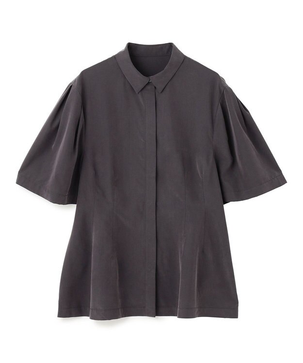 UNFILO L フィブリル ペプラムブラウス チャコール