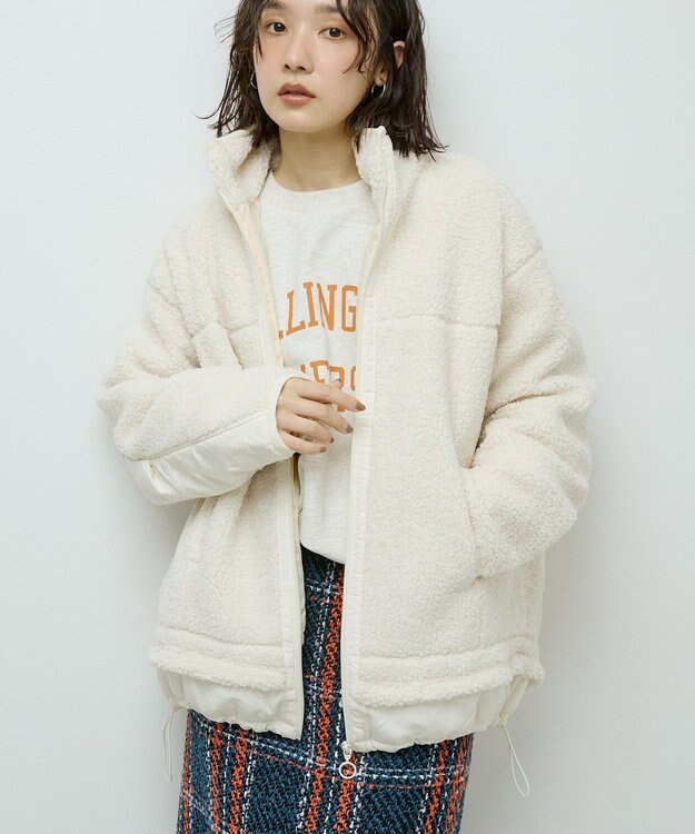 Green Parks 異素材コンビスタンドボアブルゾン Ivory