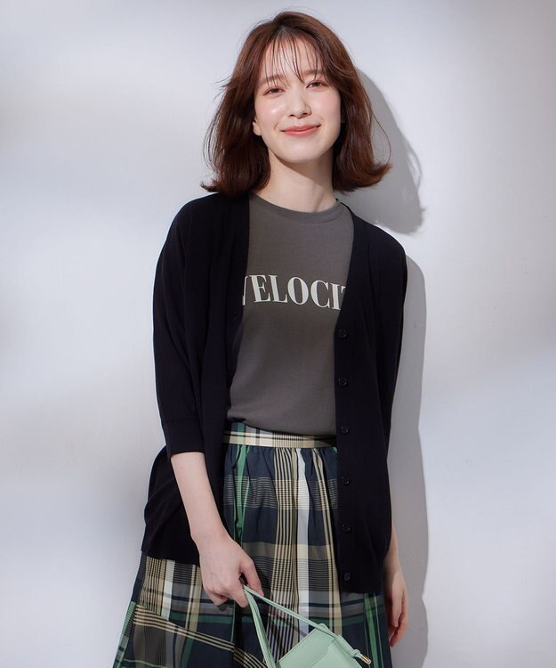 ANY 【UVケア/接触冷感/アンチピリング】多機能ハーフスリーブカーディガン ブラック