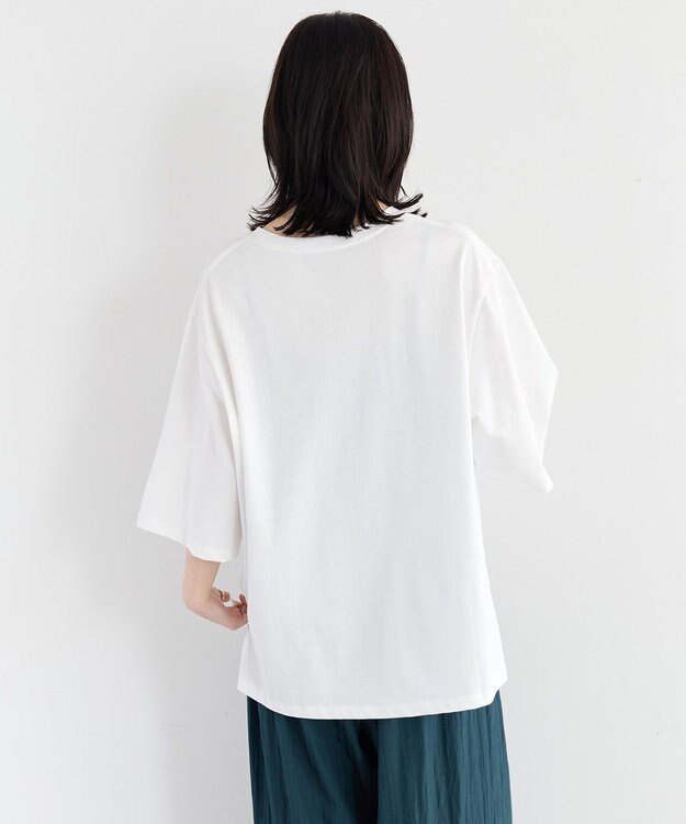 YECCA VECCA 【UVカット】ワイドスリーブ箔プリントTee Off White