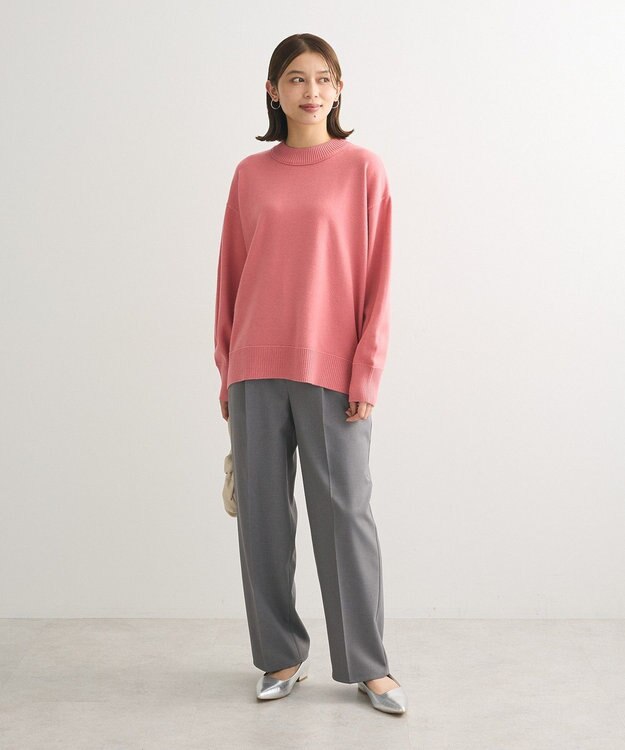 Green Parks もちやわモックネックニットプルオーバー Pink