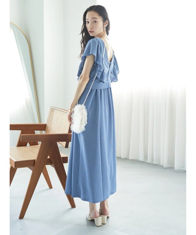 earth music&ecology ＳＥＴ２点　フリルショルダーツーピースワンピース Blue