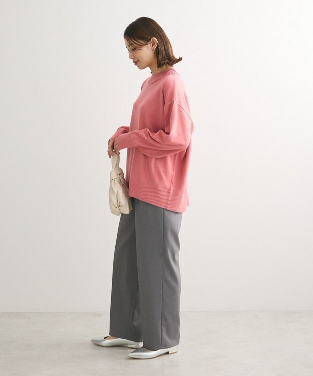 Green Parks もちやわモックネックニットプルオーバー Pink