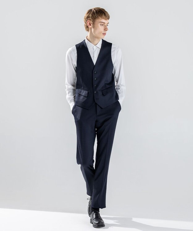 JOSEPH HOMME 新素材【ストレッチ/セットアップ対応】シルキーウールジャージー ジレ ネイビー系