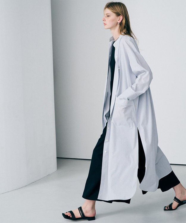 uncrave コットンクロスストライプ シャツワンピース ネイビーストライプ