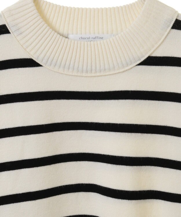 Green Parks もちやわモックネックニットプルオーバー Border