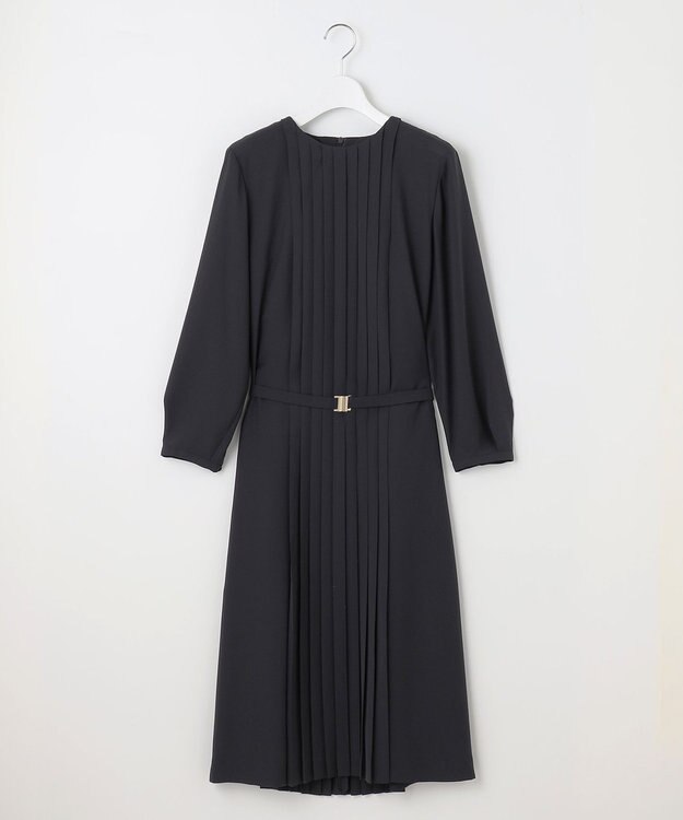 自由区 【洗える】ライトサテン ワンピース ネイビー系