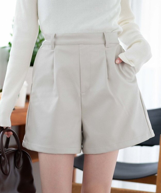 WEGO Fレザータックショートパンツ ベージュその他