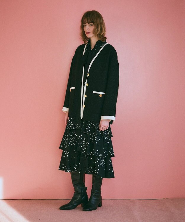 GRACE CONTINENTAL ツイードトリミングジャケット ブラック