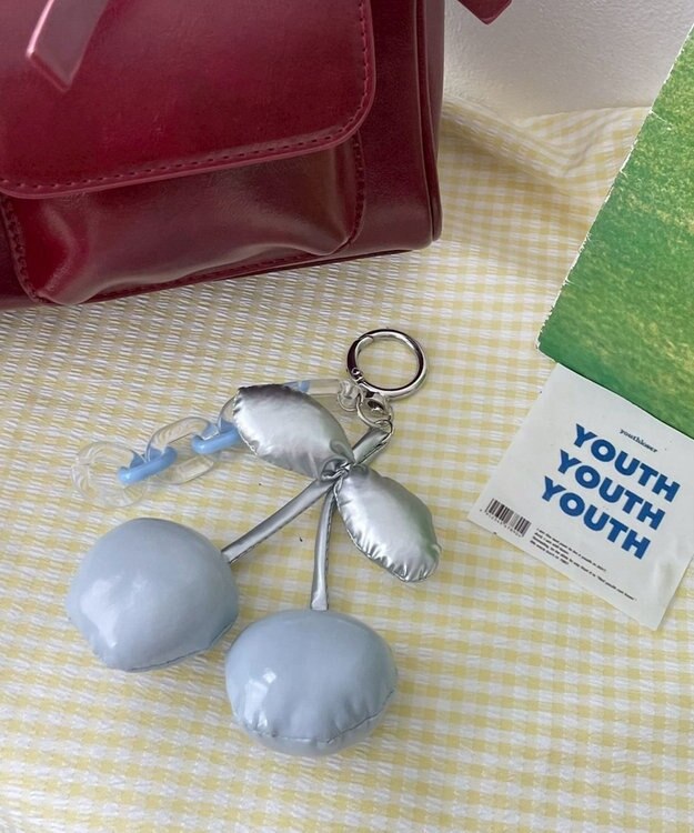 WEGO BIGチェリーチェーンキーホルダー サックス