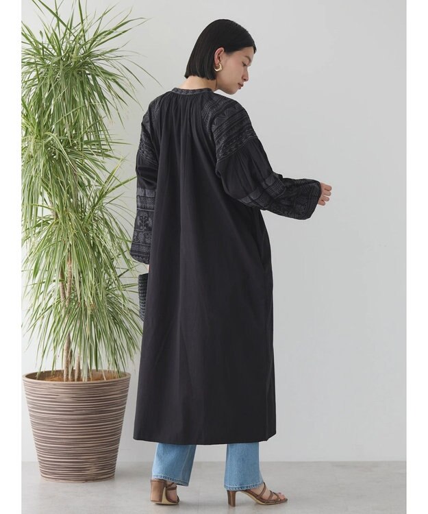 AMERICAN HOLIC インドコットン袖刺繍ワンピース Black