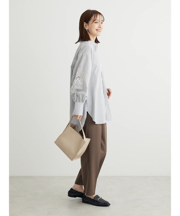 Green Parks 袖刺繍シャツチュニック Gray