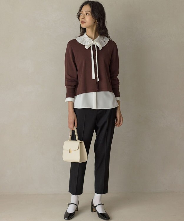 組曲 【WEB限定】ボウタイ付きフリルカラー ブラウス アイボリー系