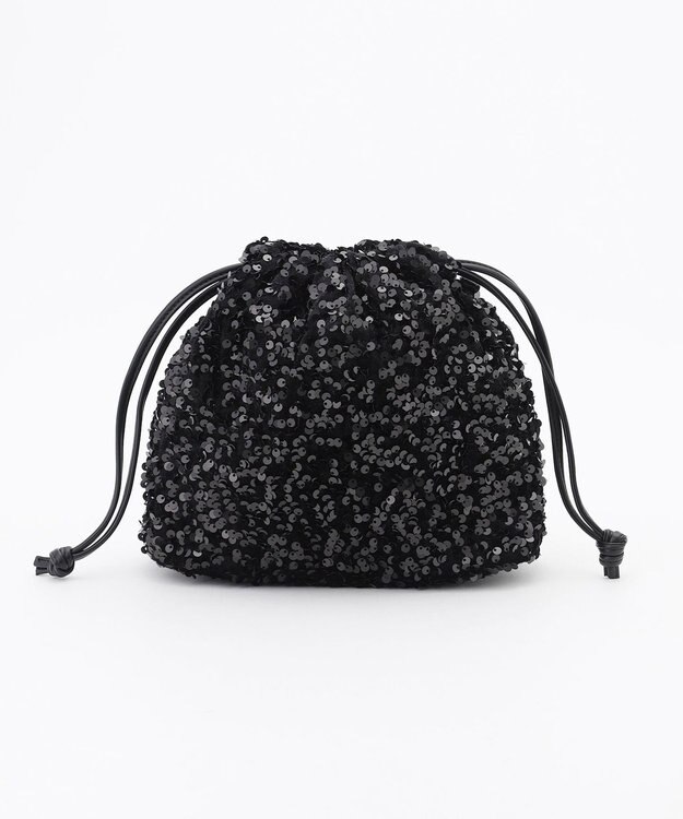 LA BAGAGERIE 【MONICA】スパンコール巾着ショルダー ブラック