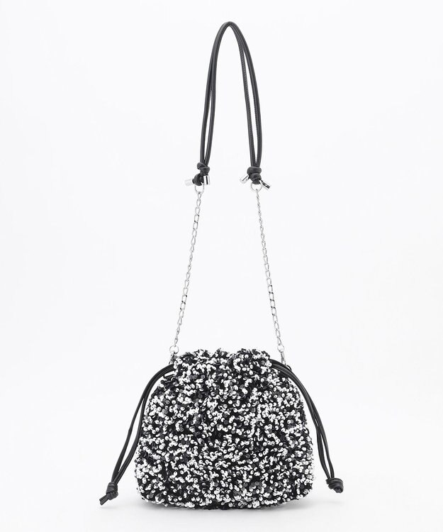 LA BAGAGERIE 【MONICA】スパンコール巾着ショルダー シルバー