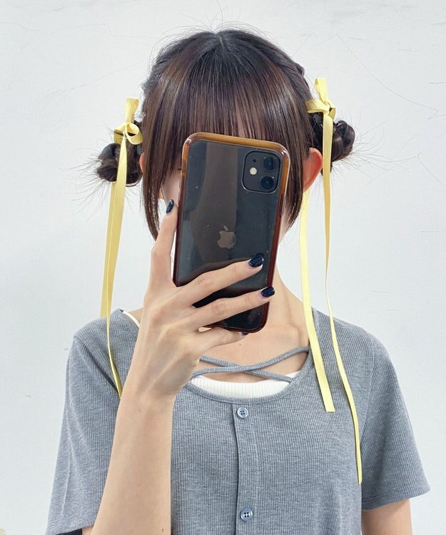 WEGO L2Pカラーロングリボンクリップ ライトイエロー