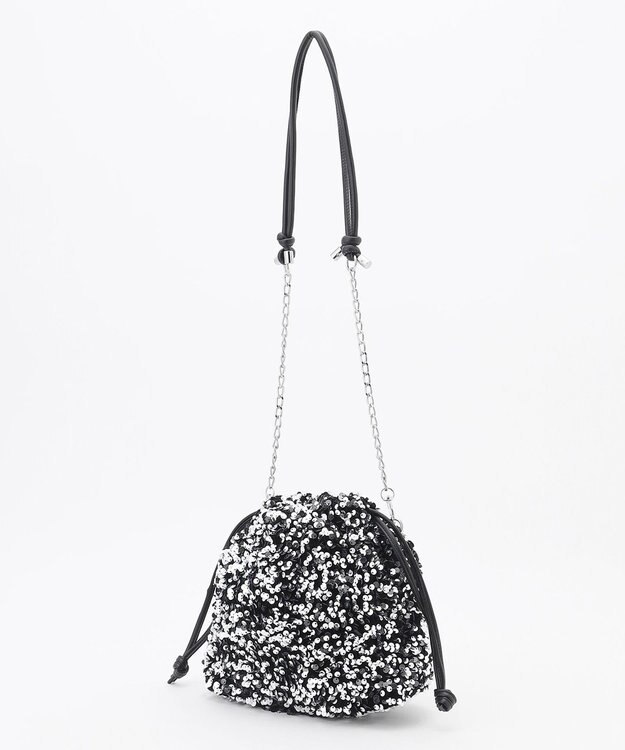 LA BAGAGERIE 【MONICA】スパンコール巾着ショルダー シルバー