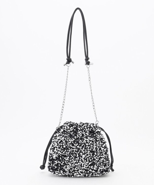 LA BAGAGERIE 【MONICA】スパンコール巾着ショルダー シルバー