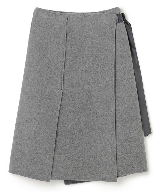 BEIGE， GRASSE / サテンベルト付きリバーラップスカート Md Gray