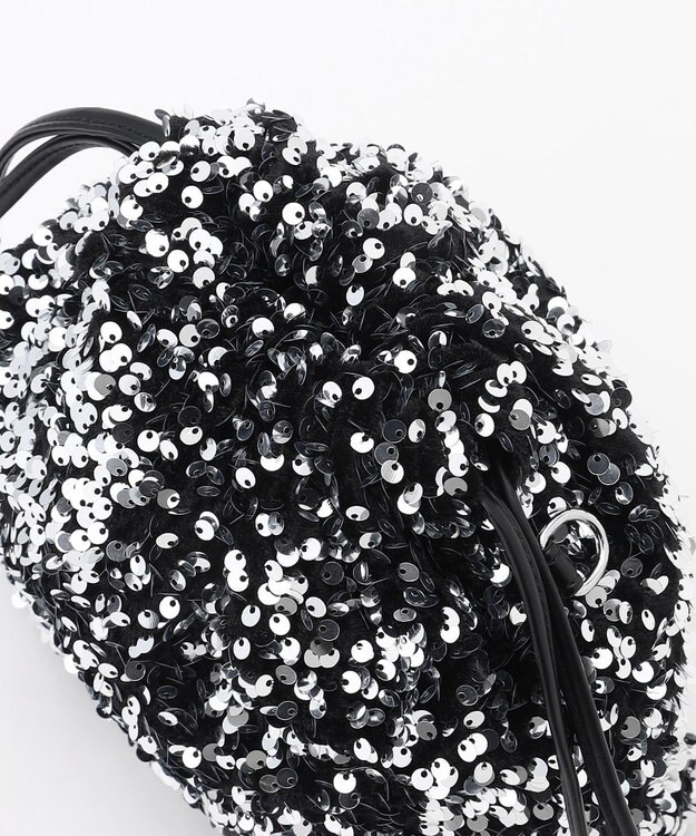 LA BAGAGERIE 【MONICA】スパンコール巾着ショルダー シルバー