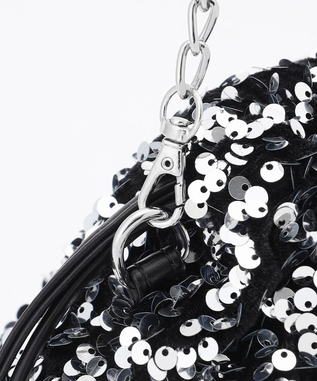 LA BAGAGERIE 【MONICA】スパンコール巾着ショルダー シルバー