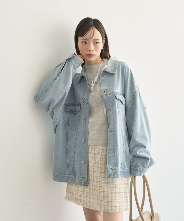 earth music&ecology ビッグデニムジャケット Light Indigo
